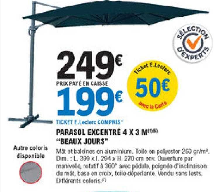 parasol excentré 4 x 3 m "beaux jours"