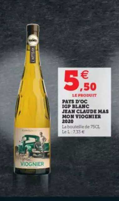 pays d'oc igp blanc jean claude mas mon viognier 2020