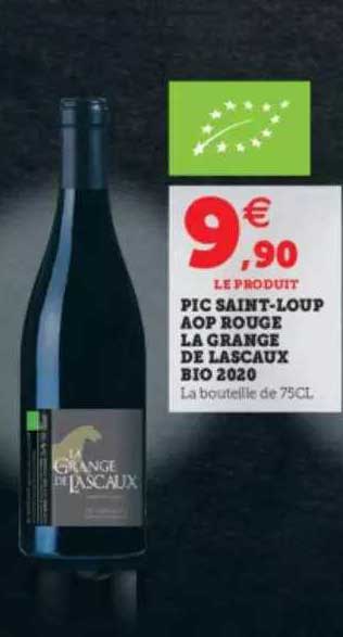 pic saint-loup aop rouge la grange de lascaux bio 2020