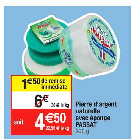 pierre d'argent naturelle avec éponge passat