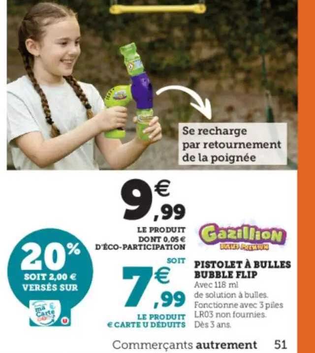 pistolet à bulles bubble flip gazillion
