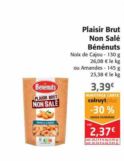 plaisir brut non salé bénénuts