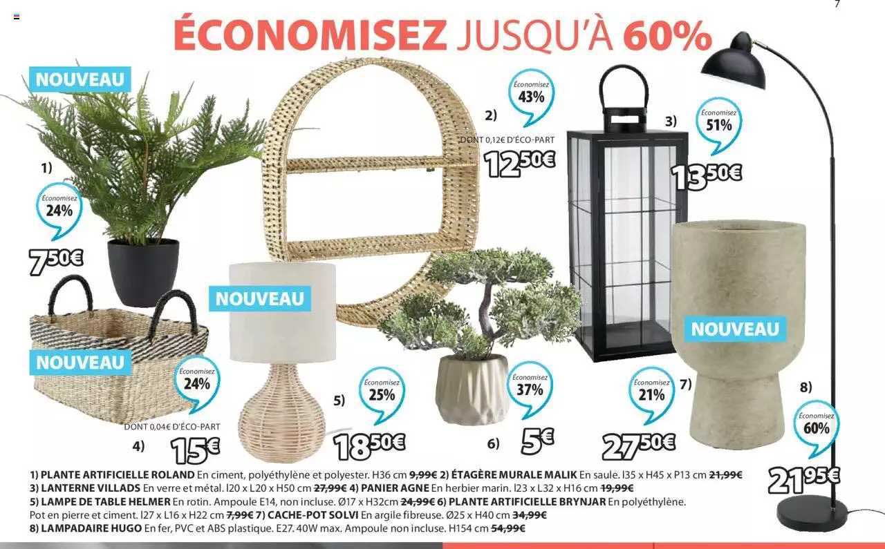 plante artificielle roland, étagère murale malik, lanterne villards, panier agne, lampe de table helmer, plante artificielle brynjar, cache-pot solvi, lampadaire hugo