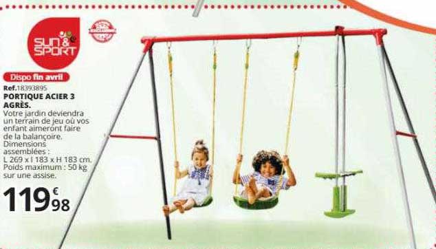 portique acier 3 agrès sun & sport