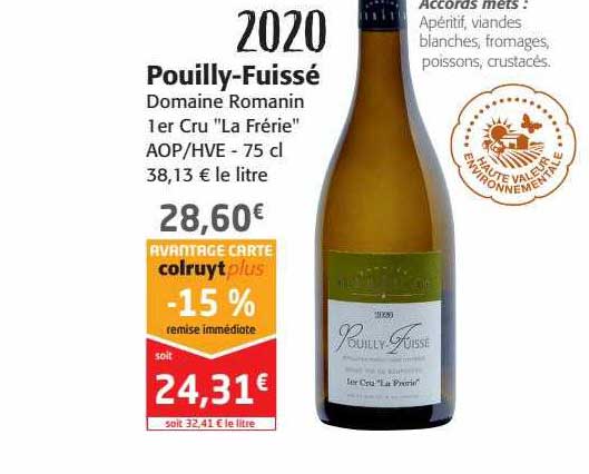 pouilly-fuissé domaine romanin 1er cru "la frérie" aop hve