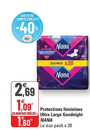 protections féminines ultra large goodnight nana