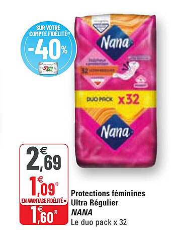 protections féminines ultra régulier nana