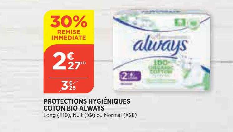 Protections Hygiéniques Coton Bio Always