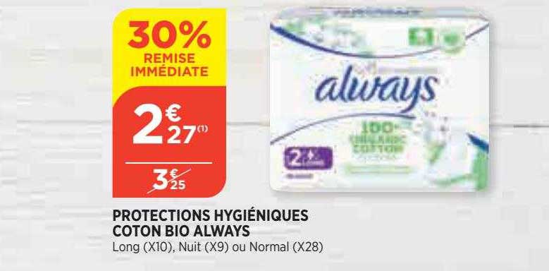 Protections Hygiéniques Coton Bio Always