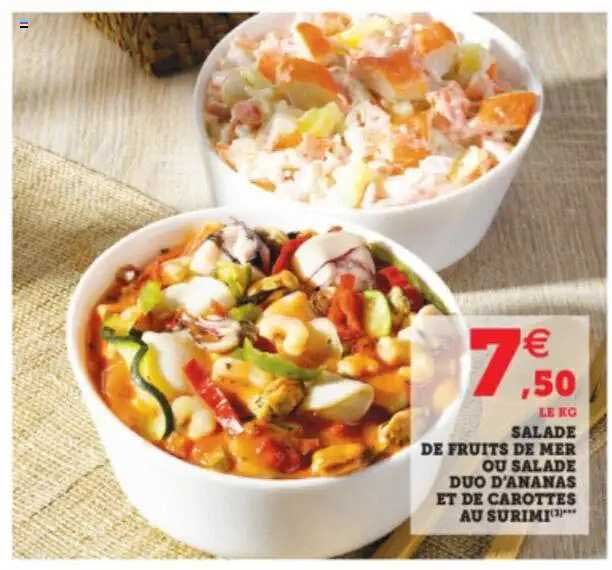 salade de fruits de mer ou salade duo d'ananas et de carottes au surimi