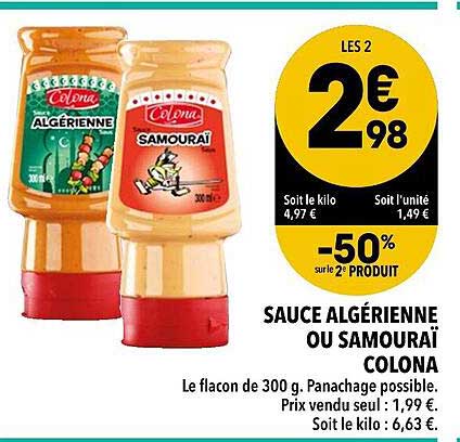 sauce algérienne ou samouraï colona