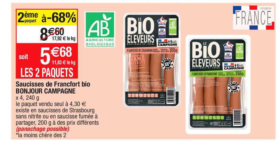 saucisses de francfort bio bonjour campagne