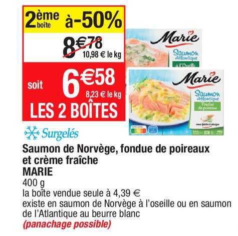Saumon De Norvège, Fondue De Poireaux Et Crème Fraîche Marie