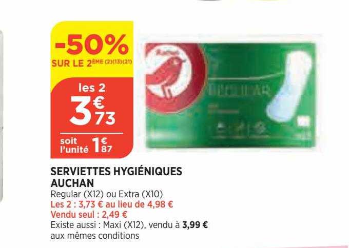 serviettes hygiéniques auchan