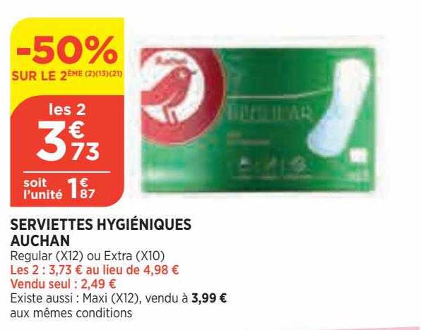 serviettes hygiéniques auchan