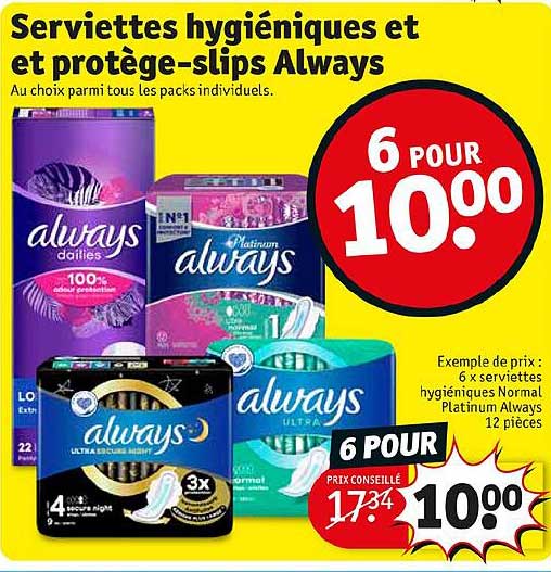 serviettes hygiéniques et protège-slips always