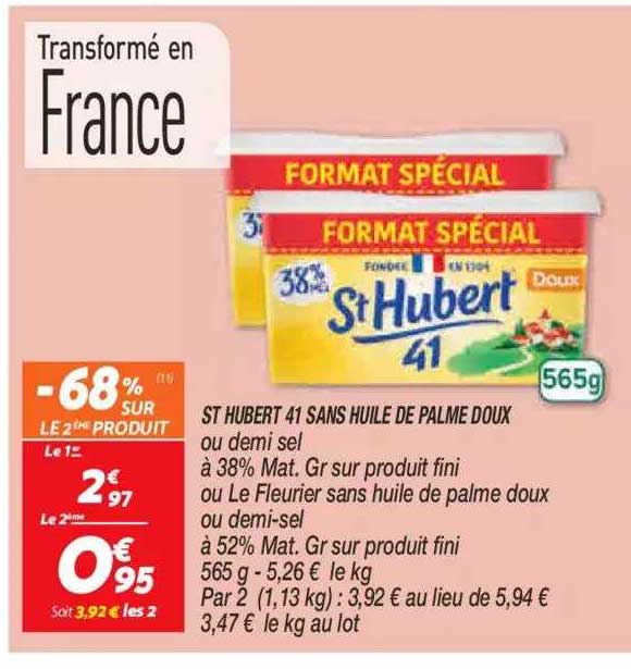 st hubert 41 sans huile de palme doux ou demi sel