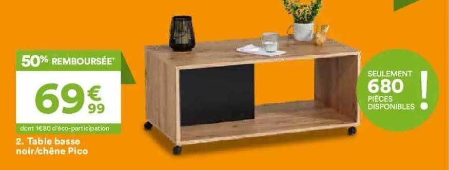 Table Basse Noir Ou Chêne Pico