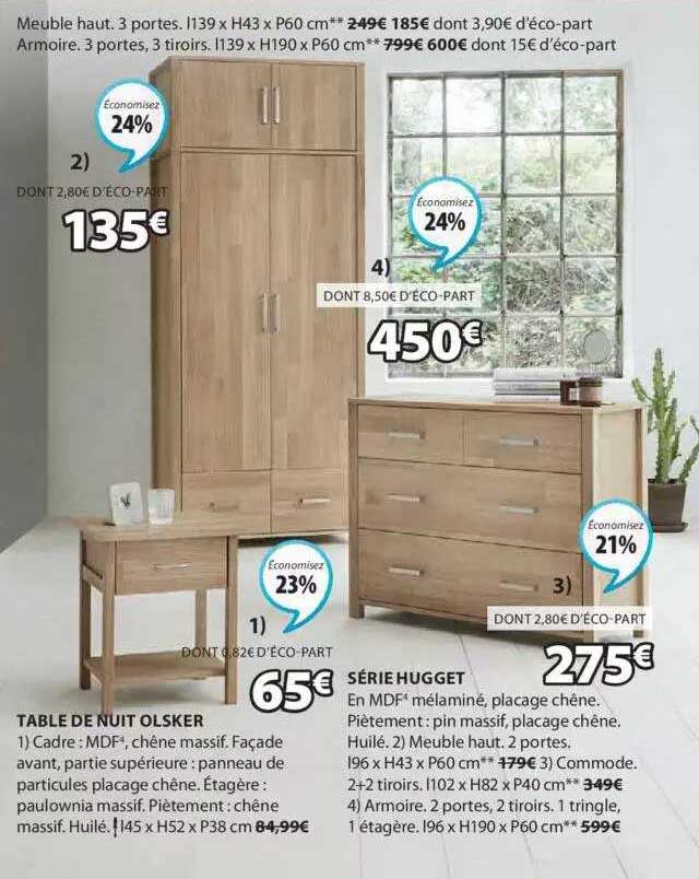 table de nuit olsker, série hugget