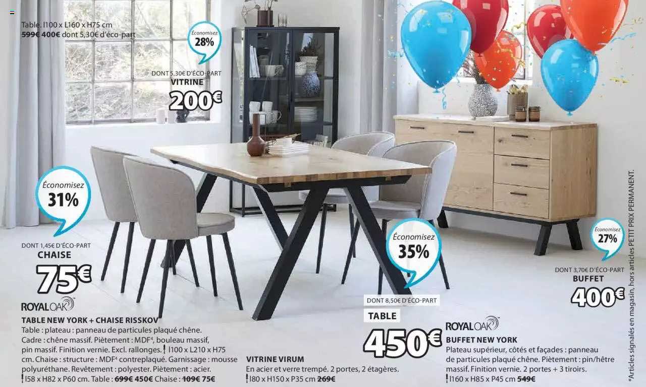 table new york + chaise risskov, vitrine virum, buffet new york royal oak