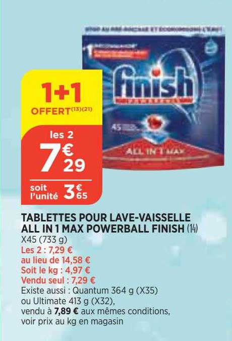 tablettes pour lave-vaisselle all in 1 max powerball finish