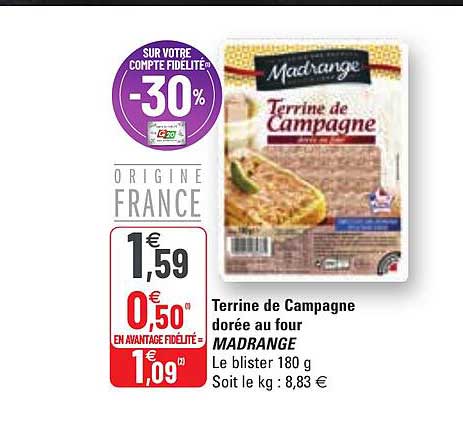 terrine de campagne dorée au four madrange