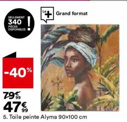 toile peinte alyma 90 x 100 cm