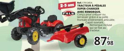 tracteur à pédales super-charger avec remorque falk