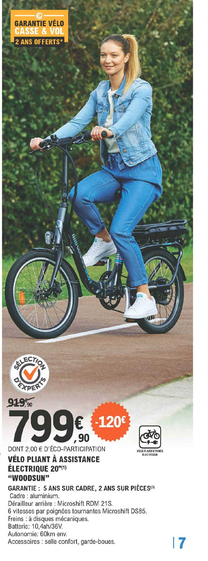 vélo pliant à assistance électrique 20" woodsun