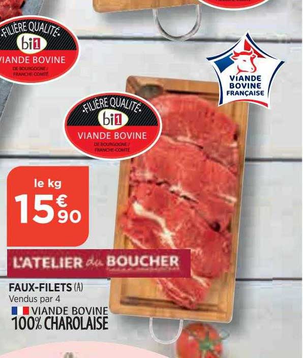 viande bovine 100% charolaise : faux-filet l'atelier du boucher