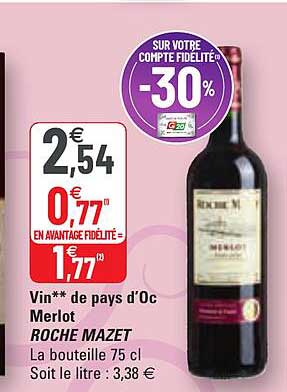vin de pays d'oc merlot roche mazet