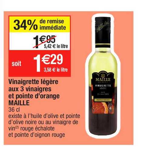 vinaigrette légère aux 3 vinaigres et pointe d'orange maille