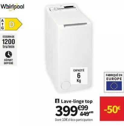 whirlpool lave-linge top