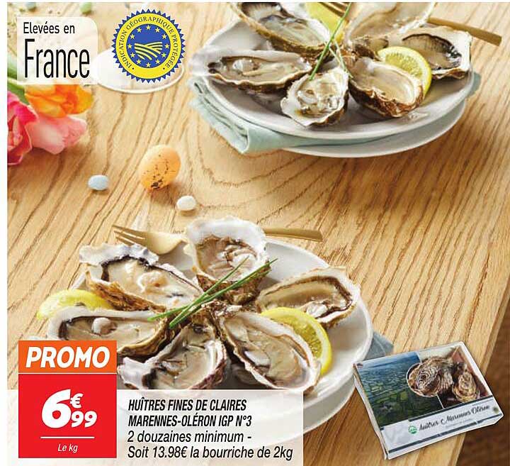 huîtres fines de claires marennes-oléron igp n°3