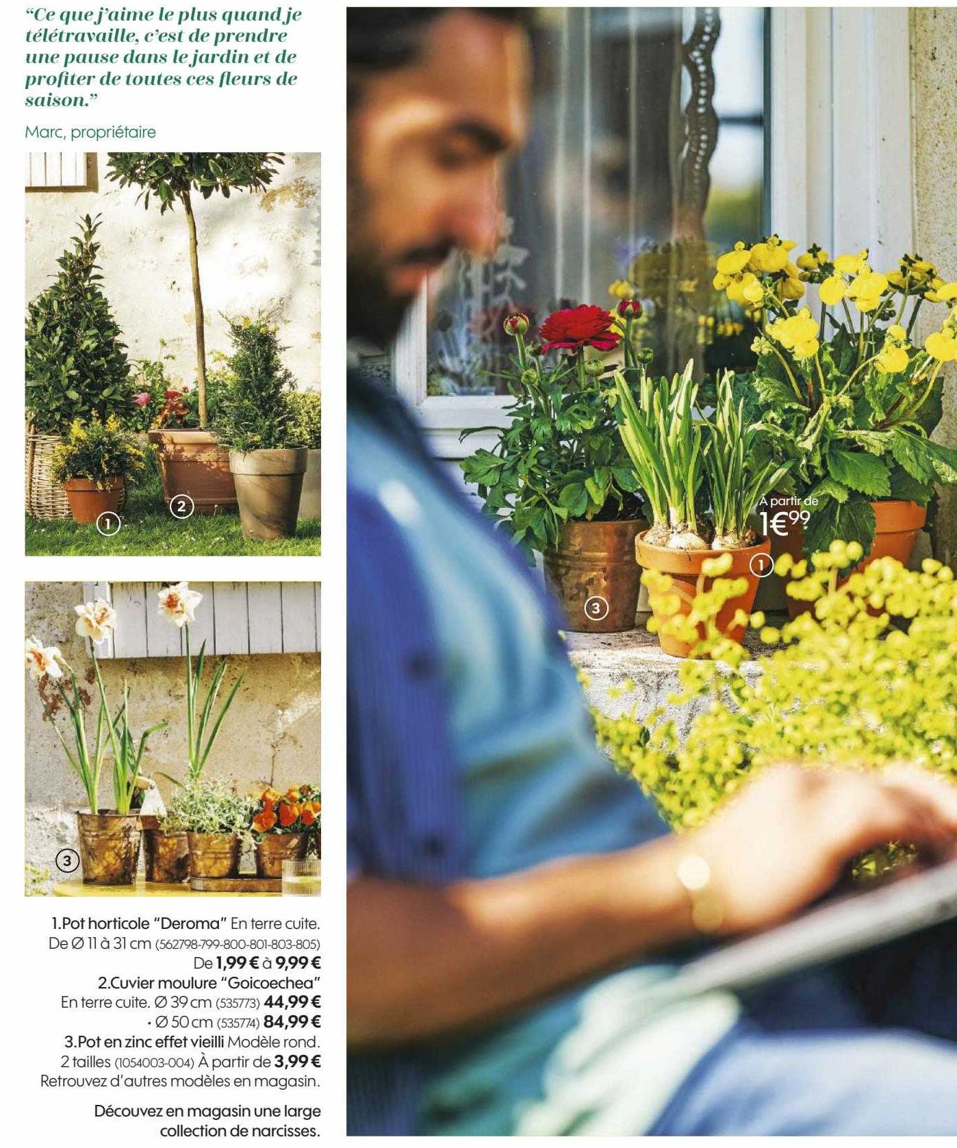 pot horticole "deroma", cuvier moulure "goicoechea", pot en zinc effet vieilli