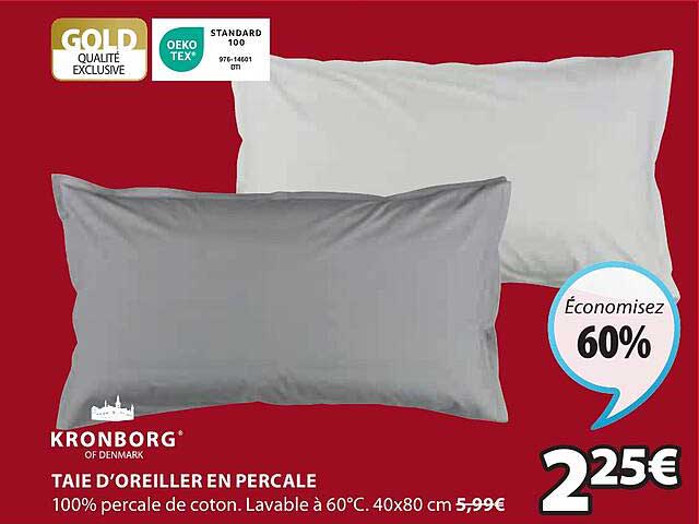 taie d'oreiller en percale kronborg