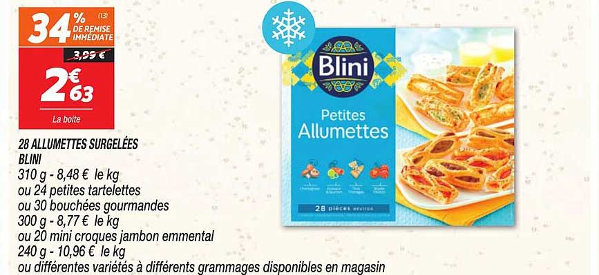 28 Allumettes Surgelées Blini