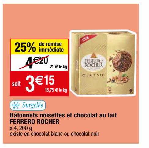 Bâtonnets Noisettes Et Chocolat Au Lait Ferrero Rocher