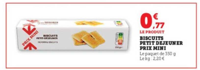 biscuits petit déjeuner prix mini