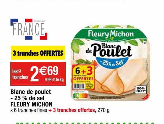 blanc de poulet - 25% de sel fleury michon