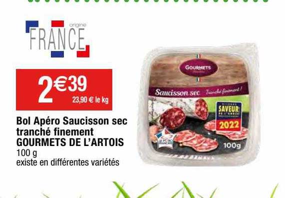 bol apéro saucisson sec tranché finement gourmets de l'artois