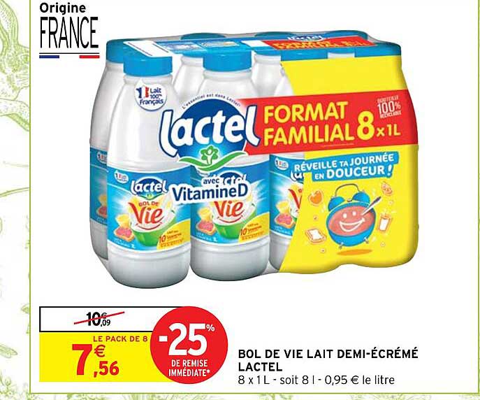 bol de vie lait demi-écrémé lactel