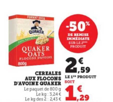 céréales aux flocons d'avoine quaker