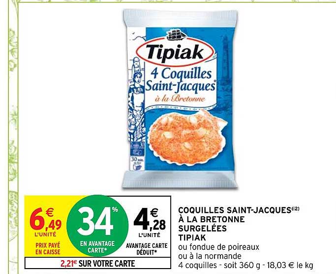 coquilles saint-jacques à la bretonne surgelées tipiak