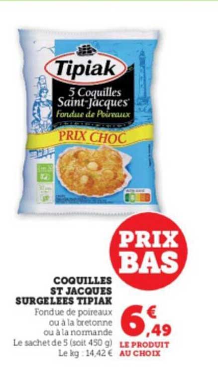 coquilles st jacques surgelées tipiak