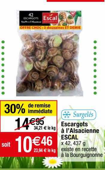 escargots à l'alsacienne escal surgelés