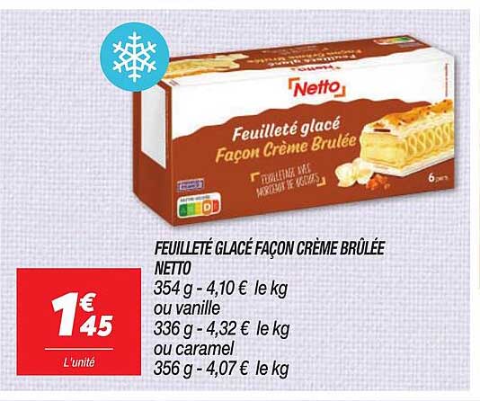 feuilleté glacé façon crème brûlée netto