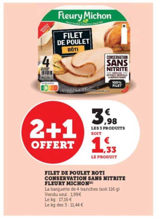 filet de poulet roti conservation sans nitrite fleury michon