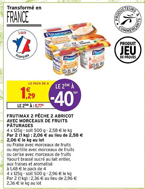 frutimax 2 pêche 2 abricot avec morceau de fruits pâturages