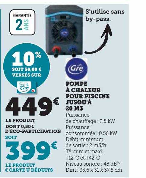 gre pompe à chaleur pour piscine jusqu'à 20 m3